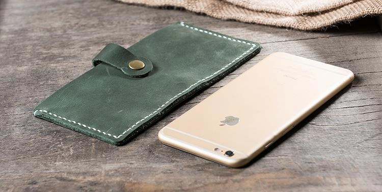 Handmade Leather Mens Clutch Wallet Cool Slim Leather Wallet Long Phone Wallets for Men