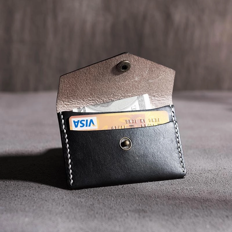 Handmade Leather Mens Cool billfold Wallet Card Holder Small Card Slim Wallets for Men