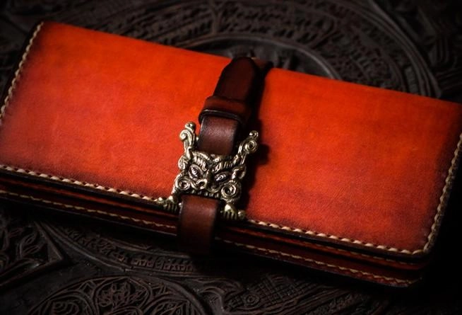 Handmade Leather Mens Cool Long Leather Wallet Long Wallets for Men