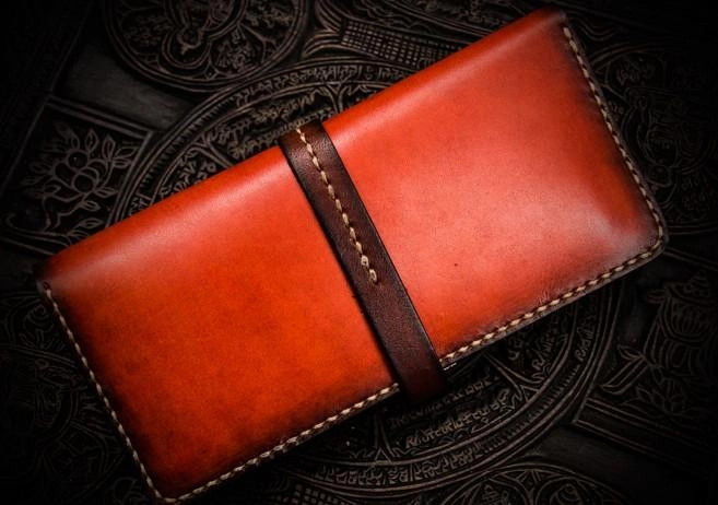 Handmade Leather Mens Cool Long Leather Wallet Long Wallets for Men