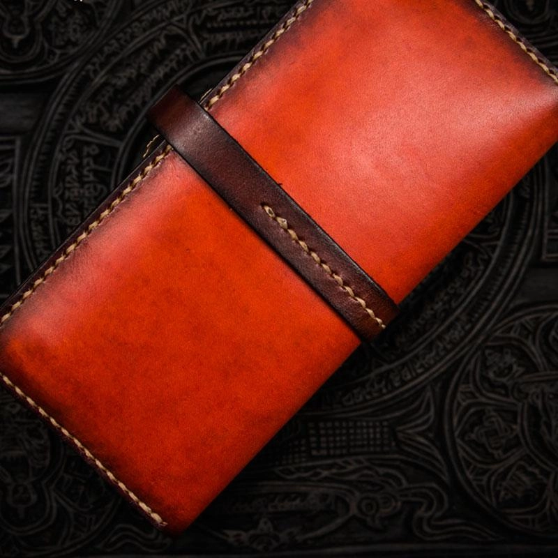 Handmade Leather Mens Cool Long Leather Wallet Long Wallets for Men