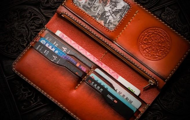 Handmade Leather Mens Cool Long Leather Wallet Long Wallets for Men