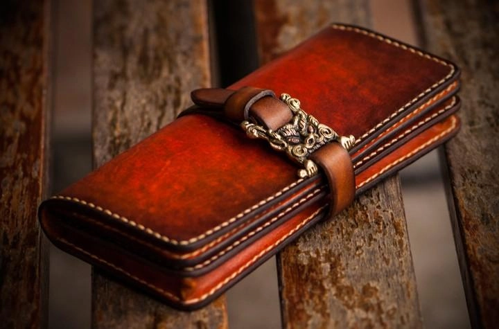 Handmade Leather Mens Cool Long Leather Wallet Long Wallets for Men