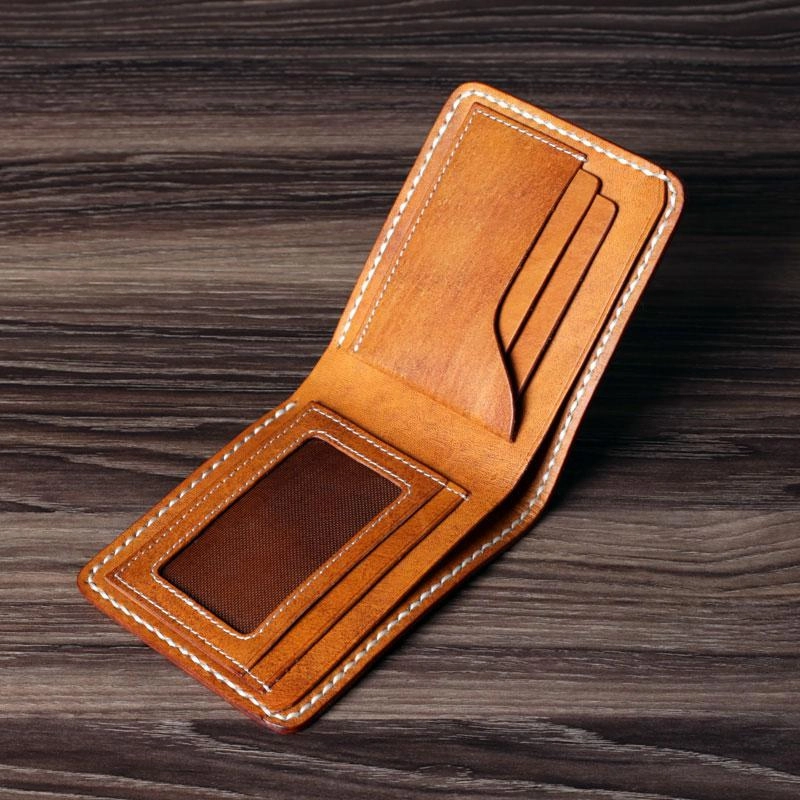 Handmade Leather Mens Cool Slim Leather Small Wallet Men Bifold billfold Wallet for Men