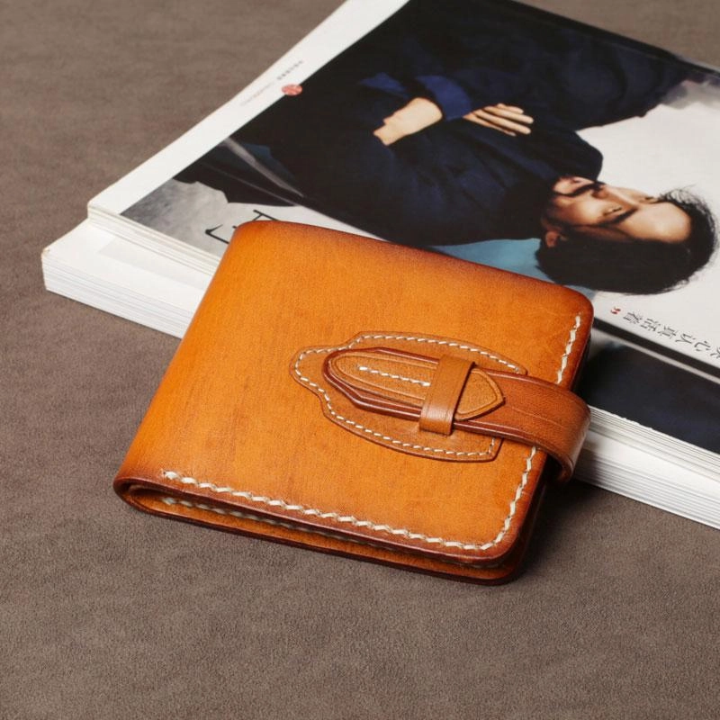 Handmade Leather Mens Cool Slim Leather Small Wallet Men billfold Wallets for Men