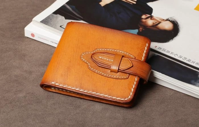 Handmade Leather Mens Cool Slim Leather Small Wallet Men billfold Wallets for Men