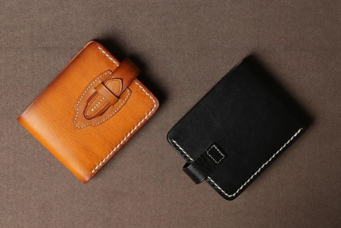 Handmade Leather Mens Cool Slim Leather Small Wallet Men billfold Wallets for Men