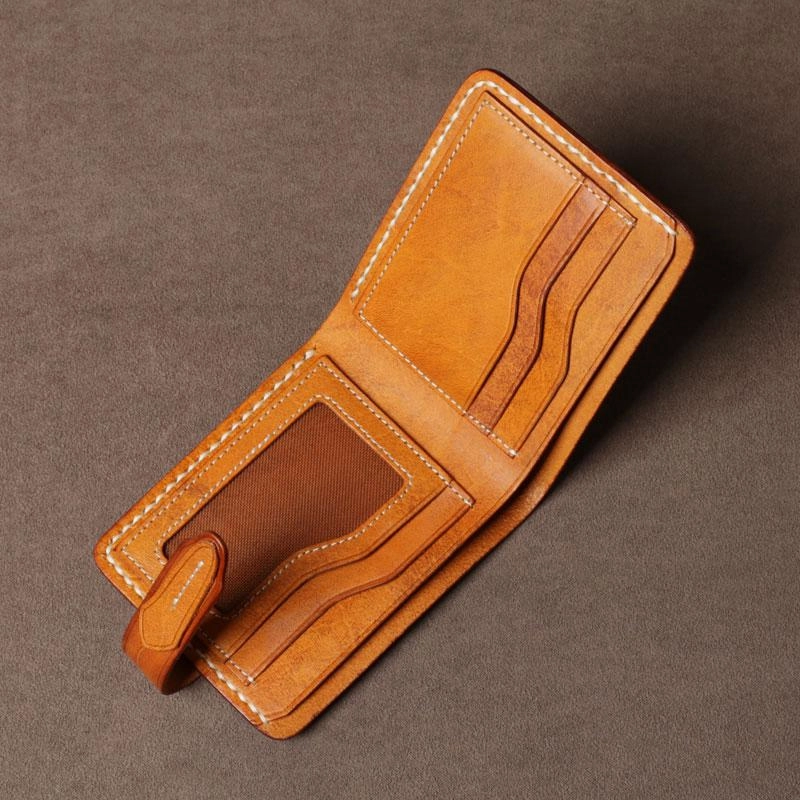 Handmade Leather Mens Cool Slim Leather Small Wallet Men billfold Wallets for Men
