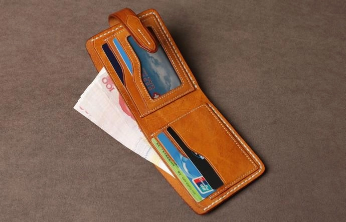 Handmade Leather Mens Cool Slim Leather Small Wallet Men billfold Wallets for Men