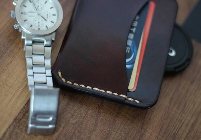 Handmade Leather Mens Slim Front Pocket Wallet Leather Card Wallets  for Men