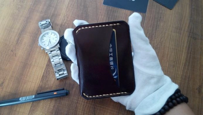 Handmade Leather Mens Slim Front Pocket Wallet Leather Card Wallets  for Men