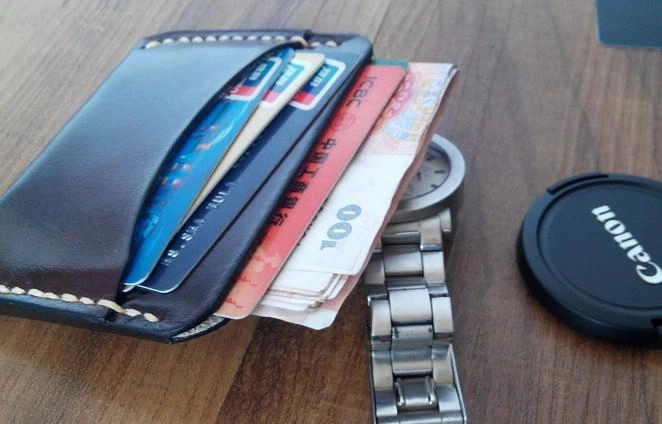 Handmade Leather Mens Slim Front Pocket Wallet Leather Card Wallets  for Men