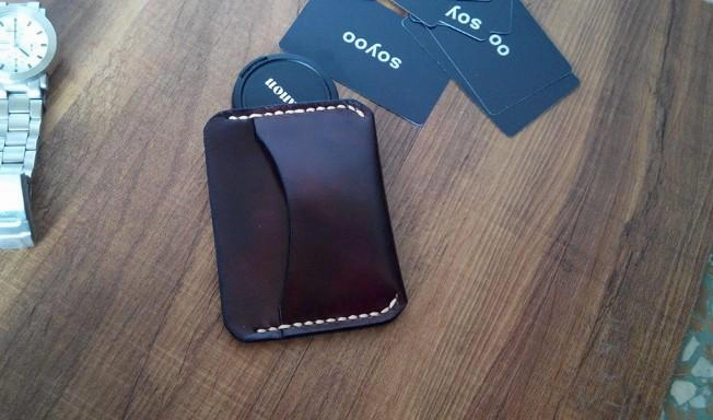 Handmade Leather Mens Slim Front Pocket Wallet Leather Card Wallets  for Men
