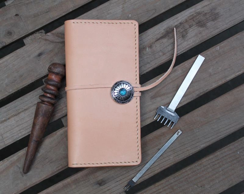 Handmade Leather Mens Vintage Long Wallet Cool Long Wallet for Men
