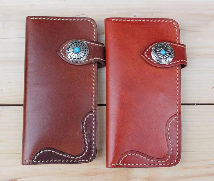 Handmade Leather Mens Vintage Long Wallet Cool Long Wallet for Men