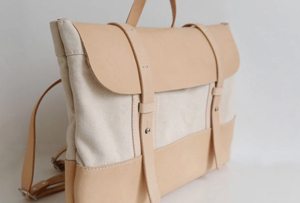 Handmade Leather messenger bag backpack canvas for men women leather shoulder bag