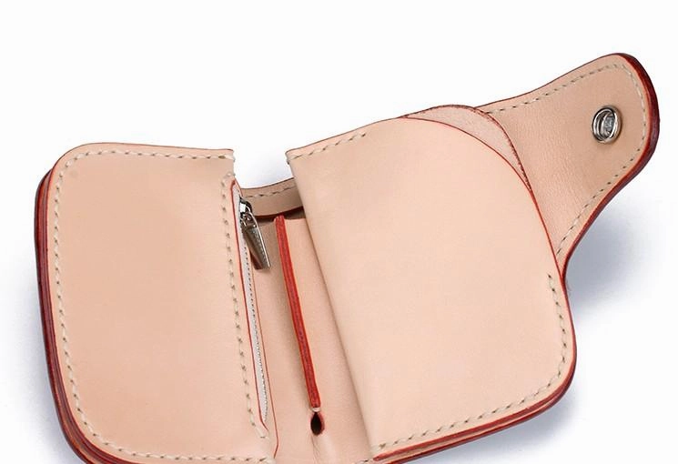 Handmade Leather Small Tooled Floral Mens billfold Wallet Cool Chain Wallet Biker Wallet for Men
