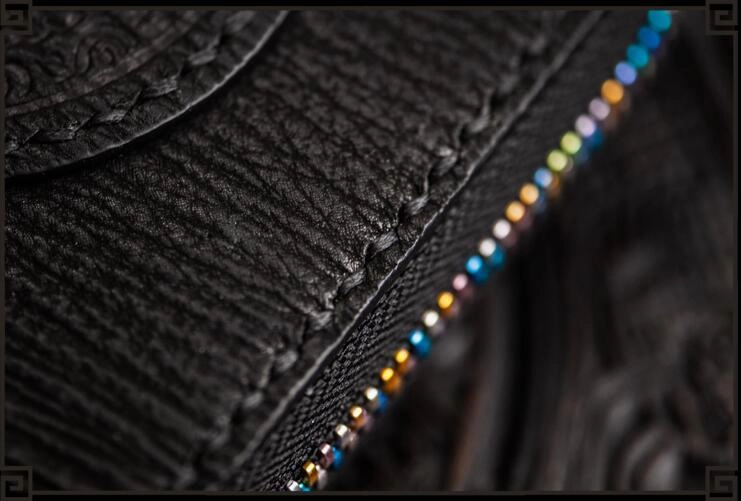 Handmade Leather Small Tooled Mens billfold Chain Wallet Cool Chain Wallet Biker Wallet for Men