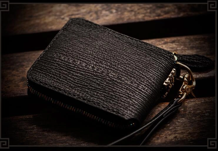Handmade Leather Small Tooled Mens billfold Chain Wallet Cool Chain Wallet Biker Wallet for Men