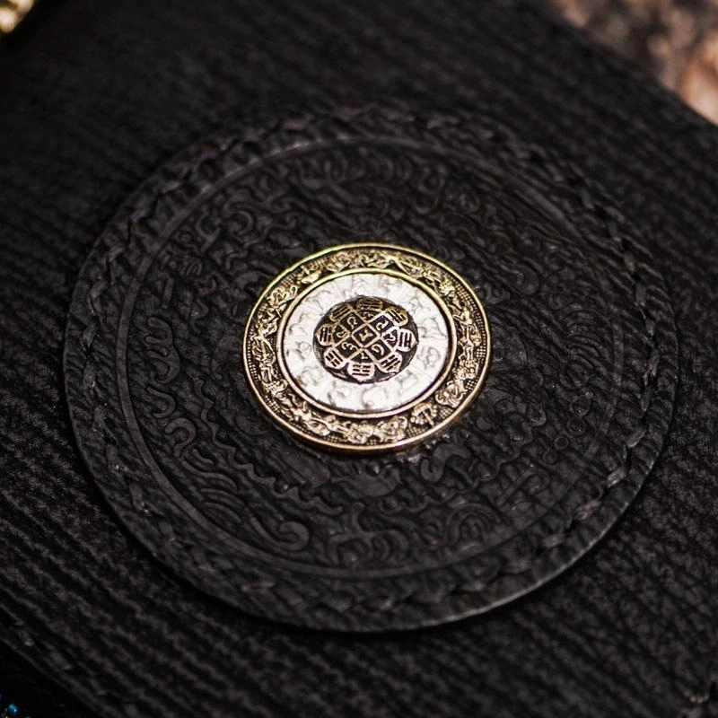 Handmade Leather Small Tooled Mens billfold Chain Wallet Cool Chain Wallet Biker Wallet for Men