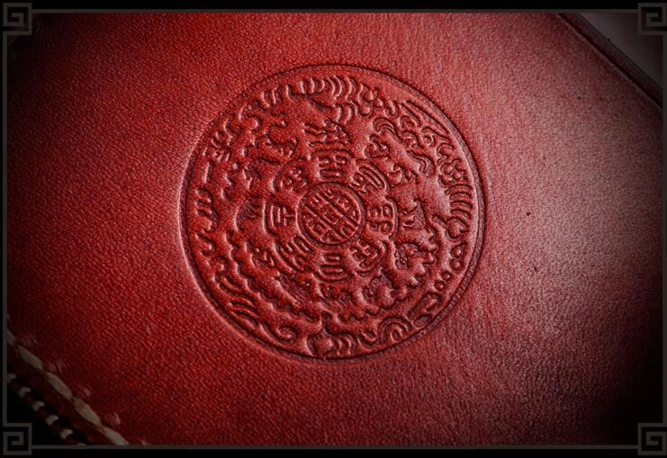 Handmade Leather Small Tooled Mens billfold Wallet Cool Chain Wallet Biker Wallets for Men