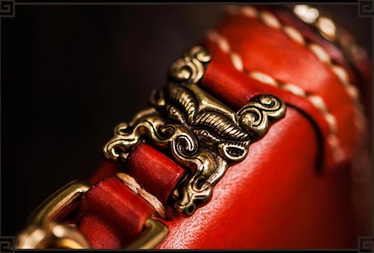 Handmade Leather Tibetan Mens Biker Chain Wallet Cool Leather Wallet Long Chain Wallet for Men