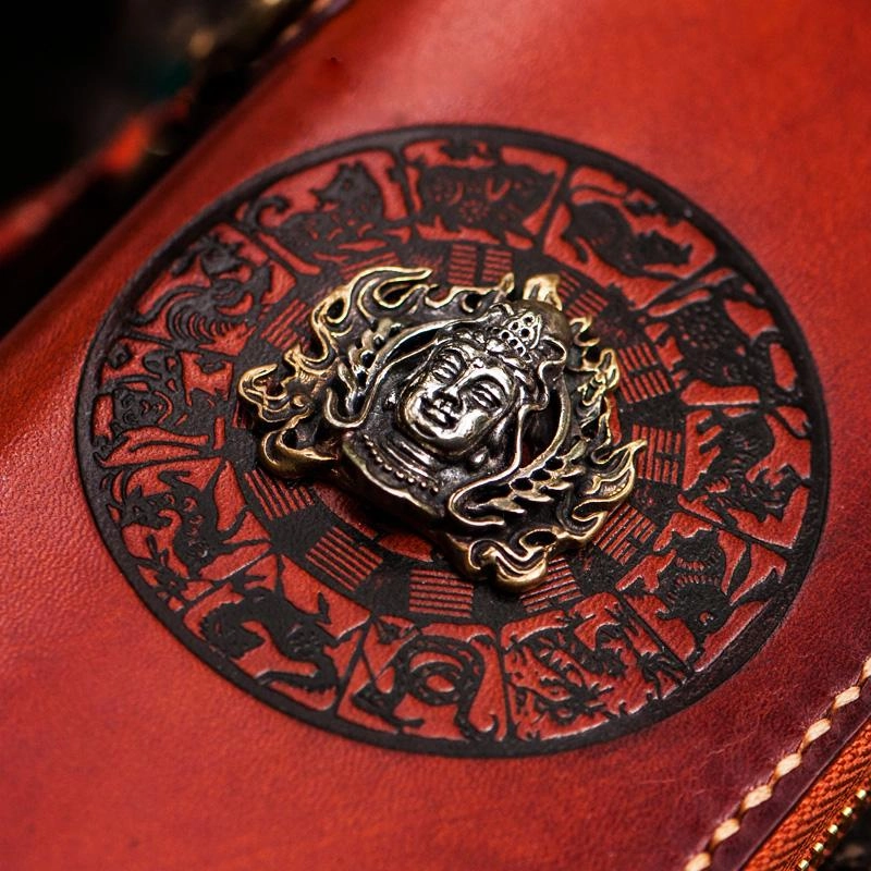 Handmade Leather Tibetan Mens Biker Chain Wallets Cool Long Chain Wallets for Men