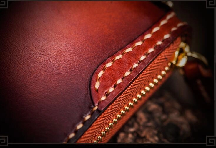 Handmade Leather Tibetan Mens Biker Chain Wallets Cool Long Chain Wallets for Men