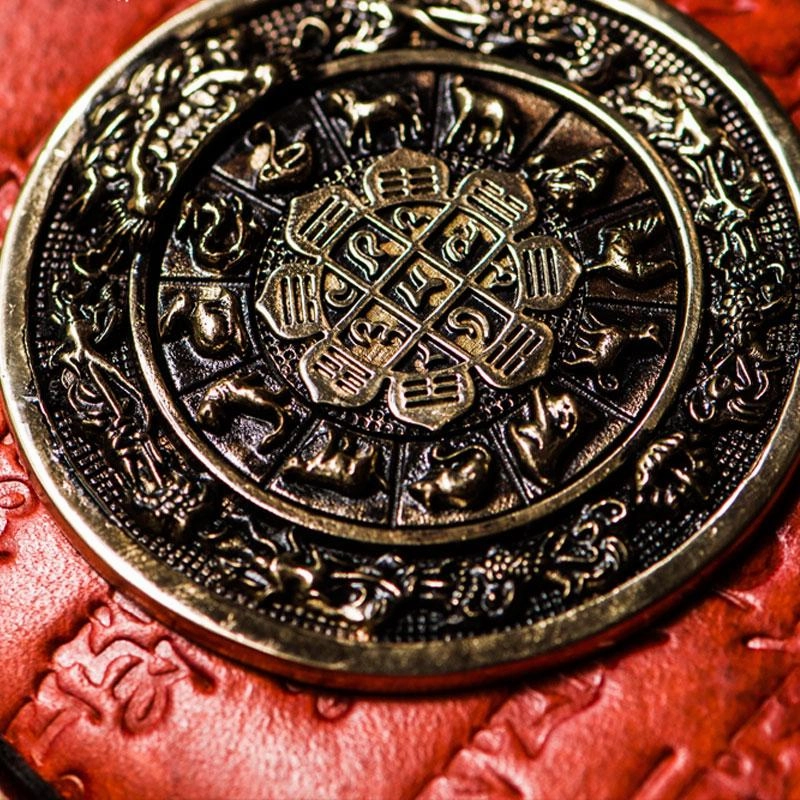 Handmade Leather Tibetan Tooled Mens billfold Wallet Cool Chain Wallet Small Biker Wallets for Men