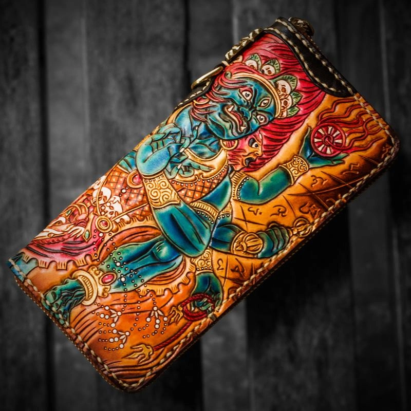 Handmade Leather Ucchusma Mens Chain Biker Wallet Cool Leather Long Wallet With Chain Wallets for Men