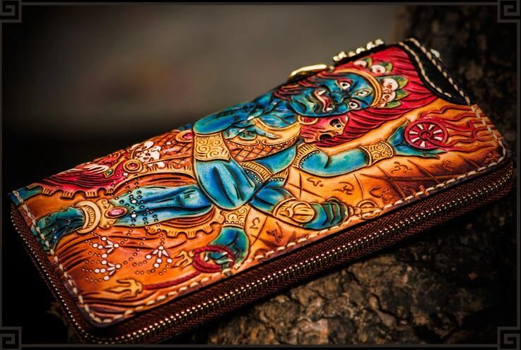 Handmade Leather Ucchusma Mens Chain Biker Wallet Cool Leather Long Wallet With Chain Wallets for Men