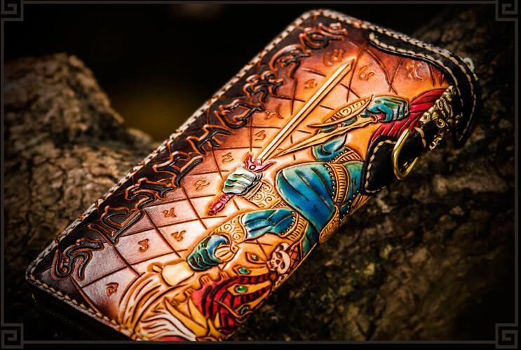 Handmade Leather Ucchusma Mens Chain Biker Wallet Cool Leather Long Wallet With Chain Wallets for Men