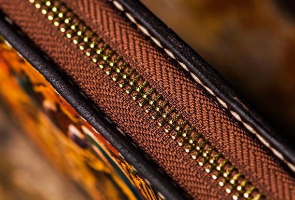 Handmade leather Yellow Jambhala biker wallet clutch zip long wallet brown leather men phone