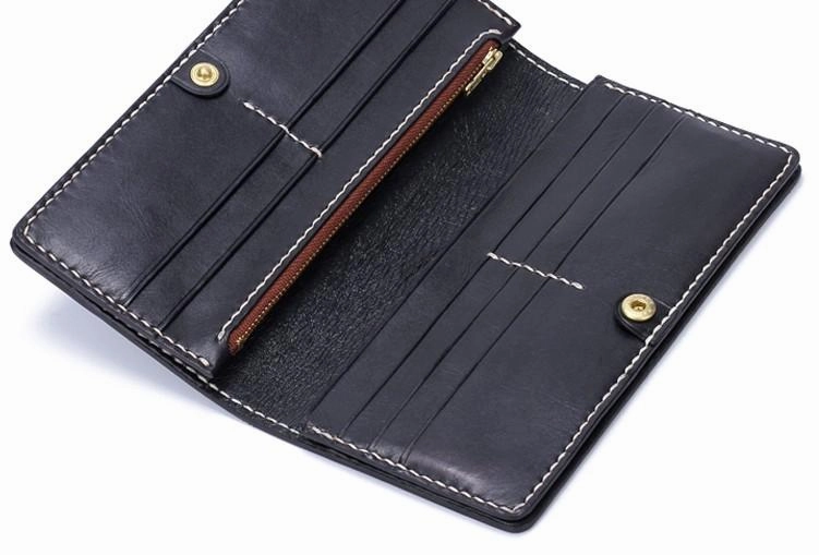 Handmade Leather Zebra Tooled Mens Chain Biker Wallet Cool Leather Wallet With Chain Wallets for Men