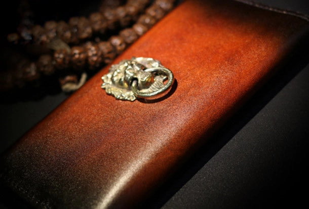 Handmade long wallet leather men Caramel clutch vintage wallet for men