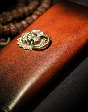 Handmade long wallet leather men Caramel clutch vintage wallet for men