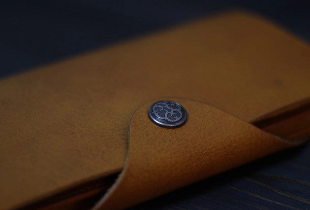Handmade Men long leather wallet men multi cards vintage tan black wine wallet for him