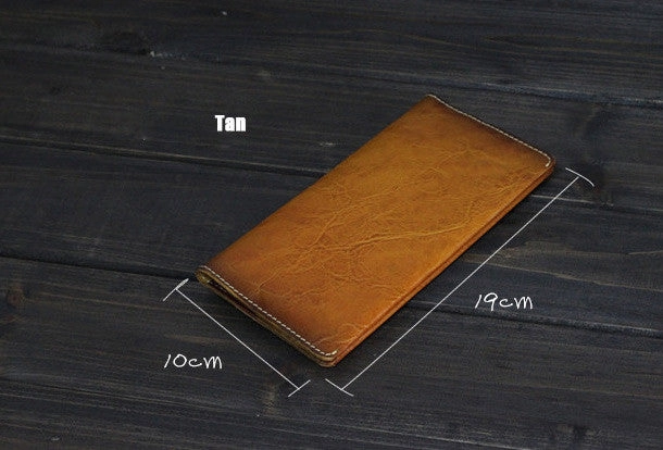 Handmade Men long leather wallet men vintage brown wallets for him
