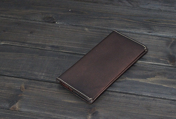 Handmade Men long leather wallet men vintage brown wallets for him