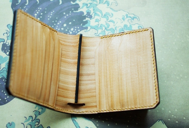Handmade men wallet vintage hand painting chinese lion leather billfold wallet for men