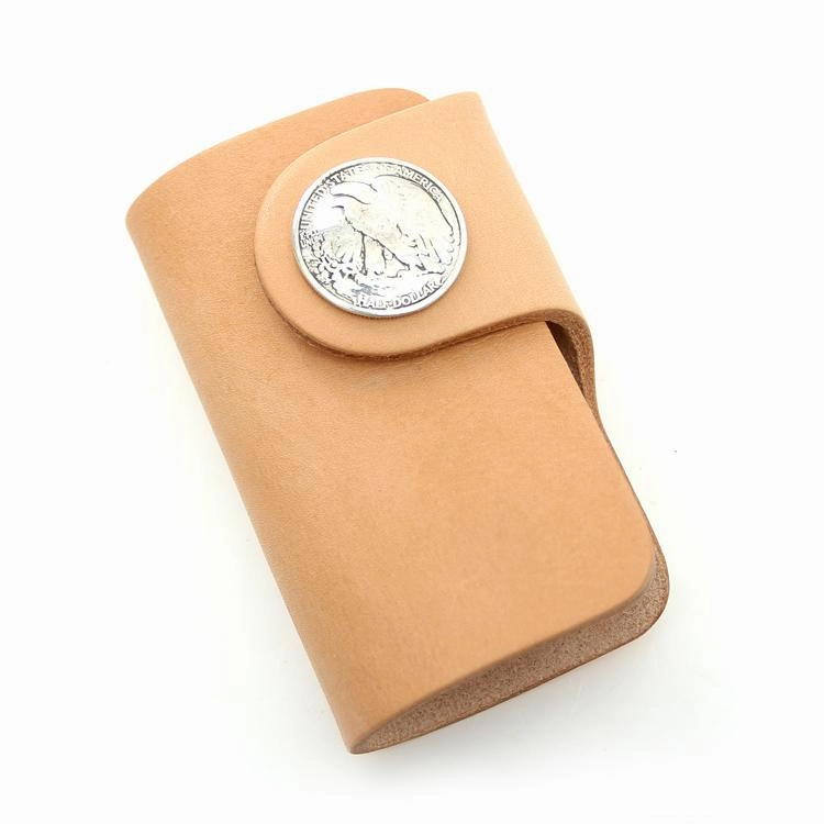 Handmade Mens Beige Leather Biker Key Wallet Cool Small Key Wallets Key Holder