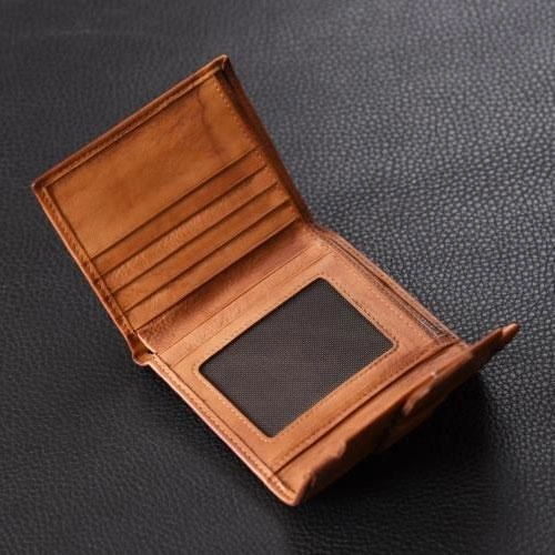Handmade Mens Cool billfold Leather Wallet Men Small Slim Wallets Bifold for Men