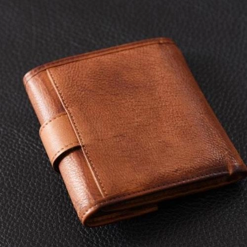 Handmade Mens Cool billfold Leather Wallet Men Small Slim Wallets Bifold for Men