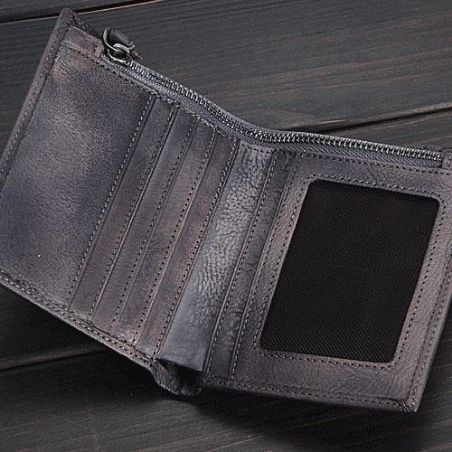 Handmade Mens Cool billfold Leather Wallet Men Small Slim Wallets Bifold for Men