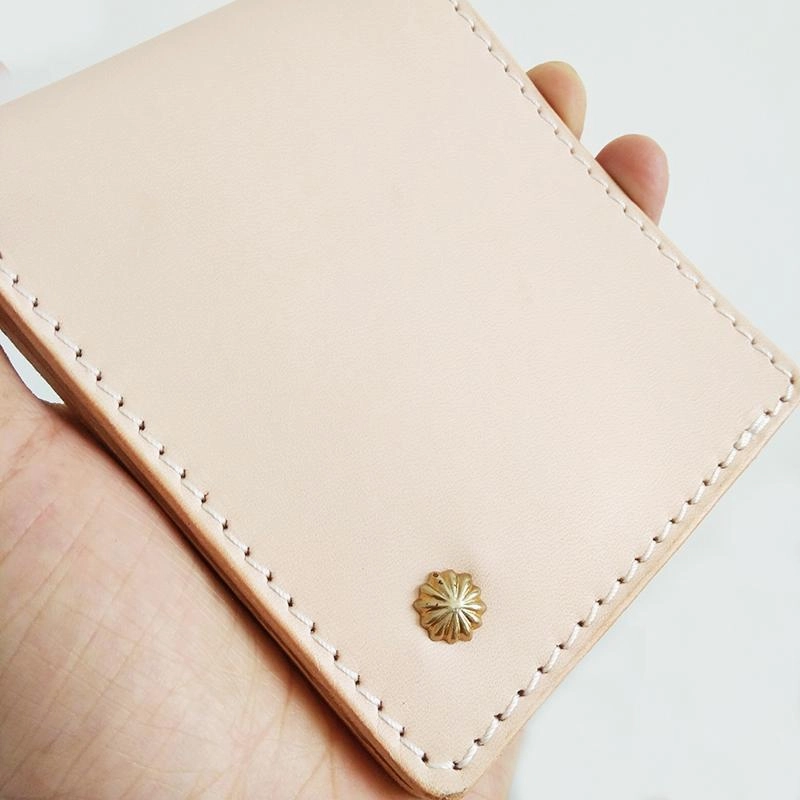 Handmade Mens Leather Beige billfold Small Wallet Cool Small Slim Bifold Wallets for Men