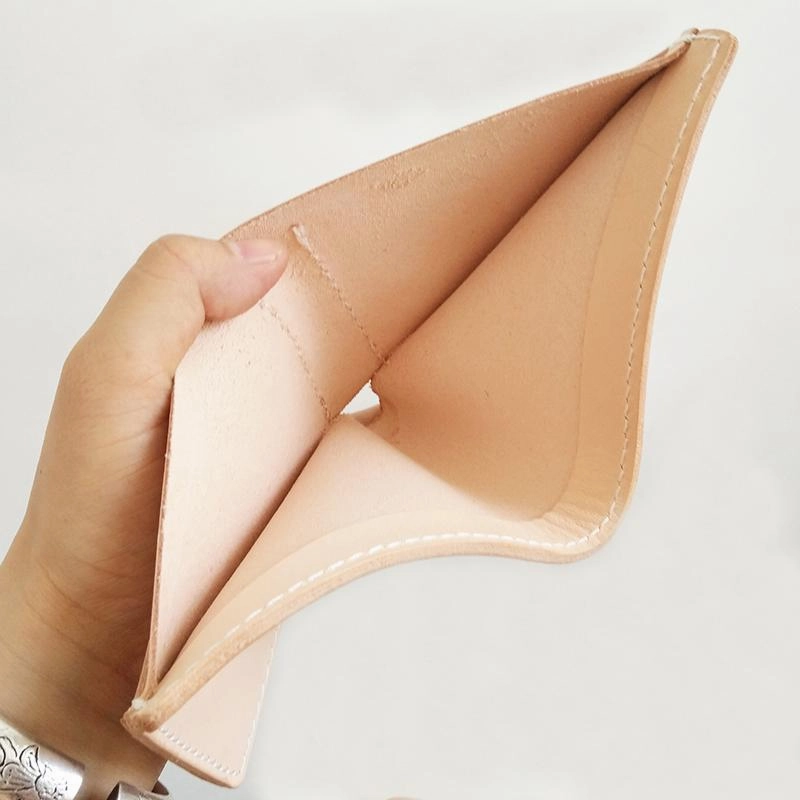 Handmade Mens Leather Beige billfold Small Wallet Cool Small Slim Bifold Wallets for Men