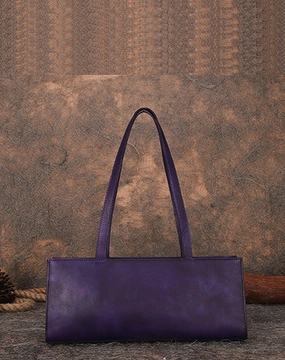 Handmade Purple Leather Womens Vintage Baguette Bag Best Baguette Shoulder Bag Crossbody Purses for Ladies