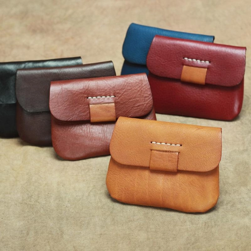 Handmade Small Slim Leather Men's Wallet Coin Holder Card Holder For Men