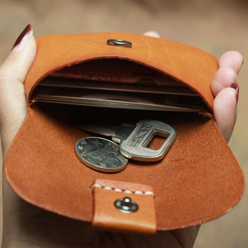 Handmade Small Slim Leather Men's Wallet Coin Holder Card Holder For Men