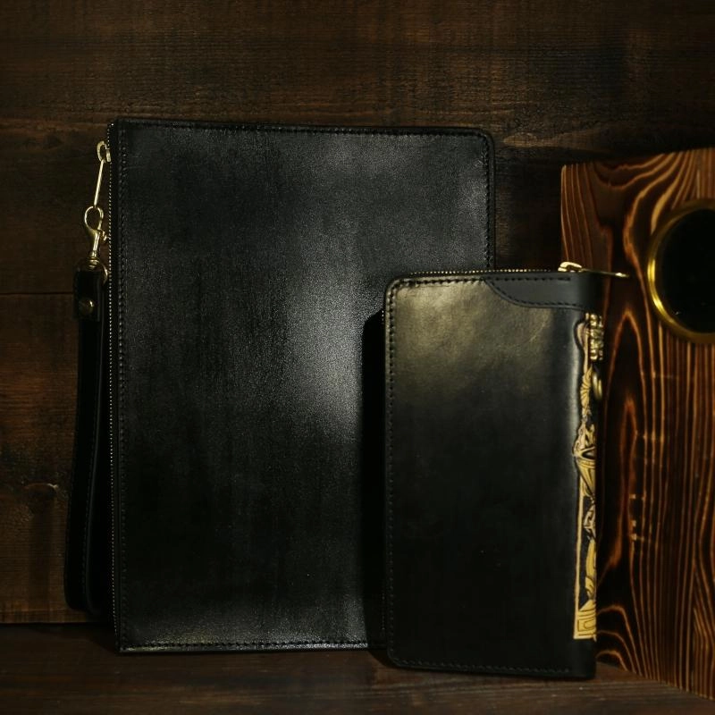 Handmade Tooled Leather Biker Wallet Constellation Mens Cool Chain Wallet Trucker Wallet with Chain